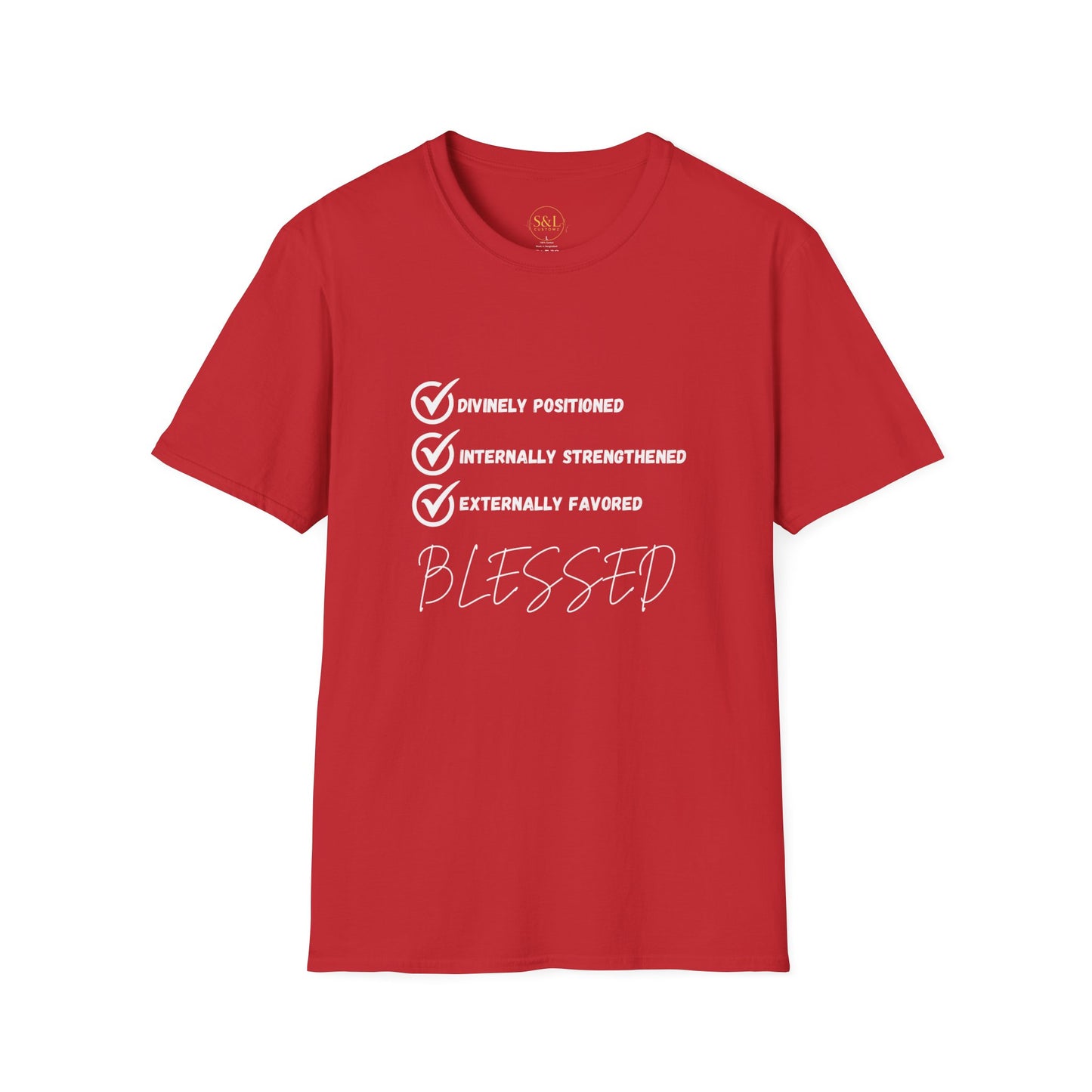 Blessed Unisex Softstyle T-Shirt, Spiritual Apparel, Faith-Based Gift, Casual Wear, Motivational Tee, Positive Vibes Shirt